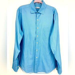 Peter Millar Men’s 100% Cotton Parsley Blue Shirt L NWOT